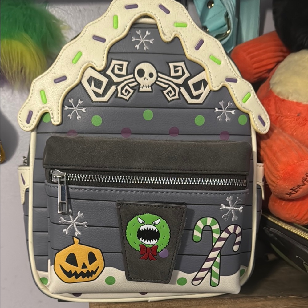 Gray And White Holiday Backpack - image 1